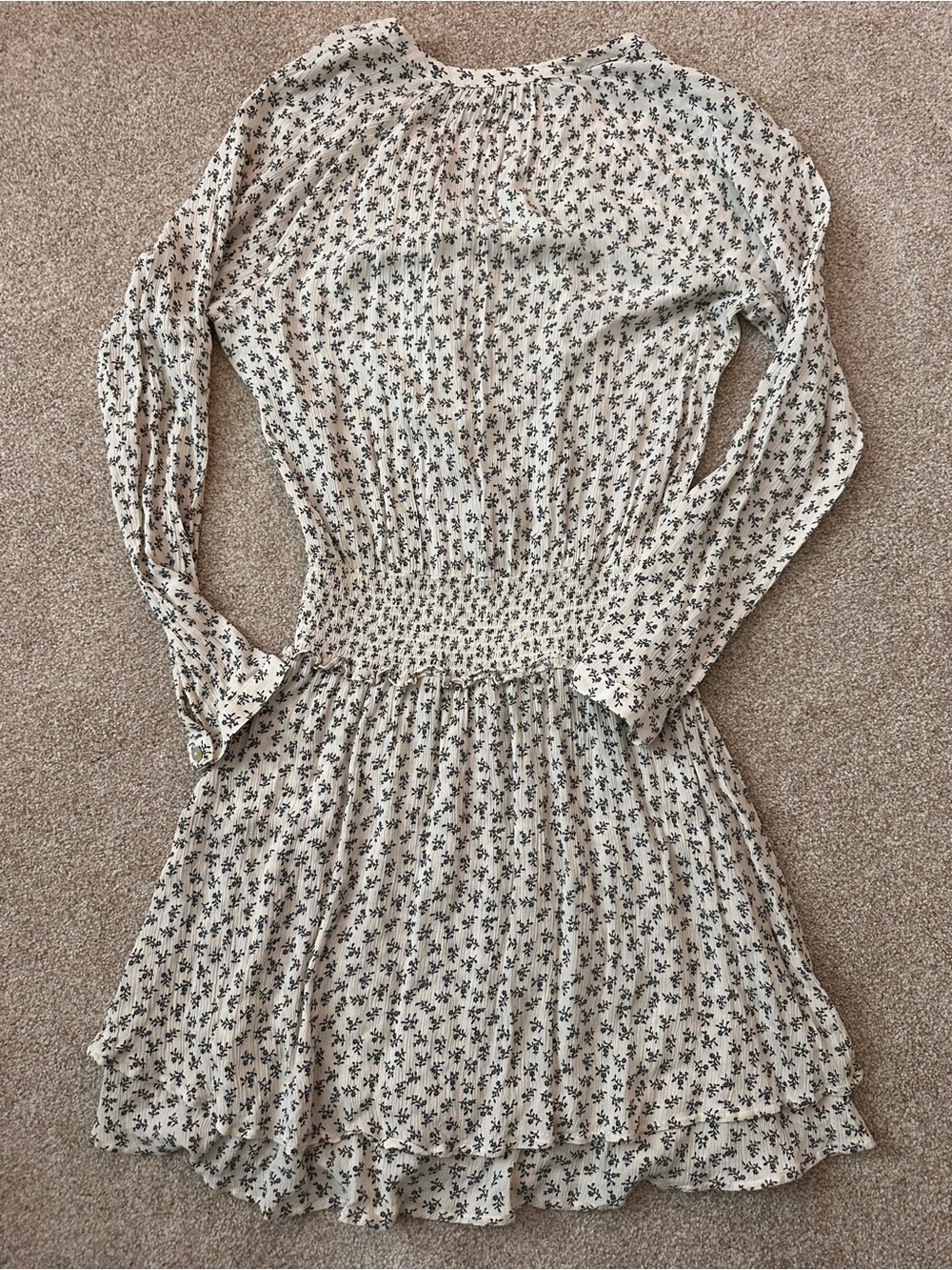 Rails Jasmine Mini Dress Petite Floral Smocked Waist Long Sleeve XS - Picture 8 of 11